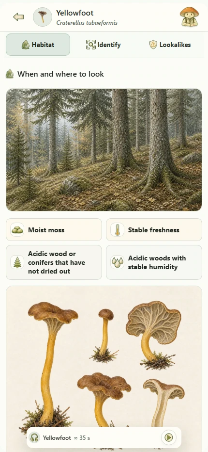 MycoRadar trumpet chanterelle field guide
